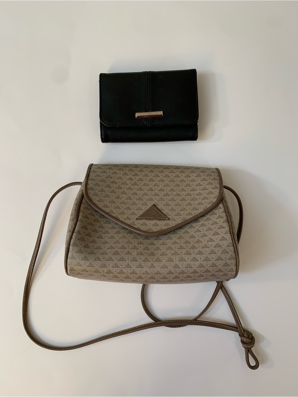 Vtg 1984 Liz Claiborne Triangle Crossbody Bag Set with Y2K Bifold Card Wallet